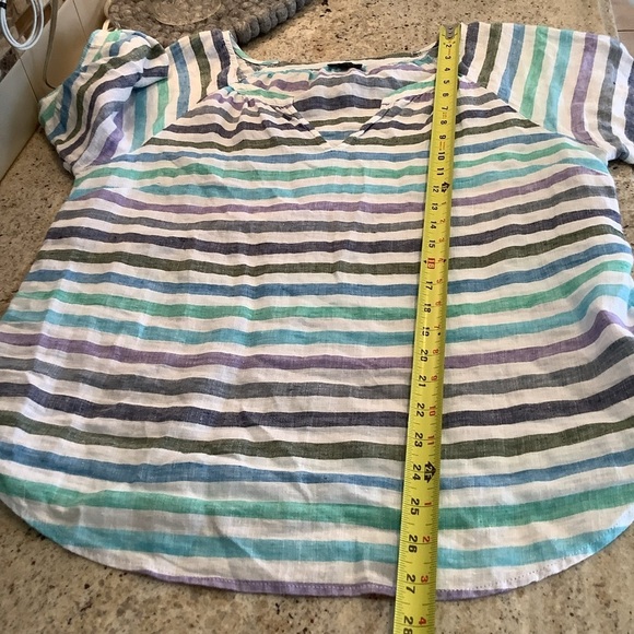 Talbots Linen Striped Women's Top Size Medium - Picture 7 of 8